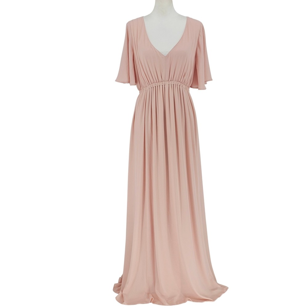Show Me Your Mumu Emily Empire Maxi Dress M Beige Taupe Ethereal Romantic Flowy